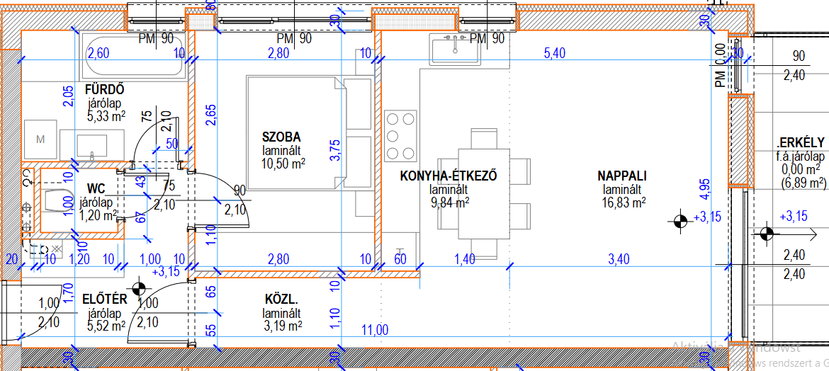 1em. osztott erkélyes